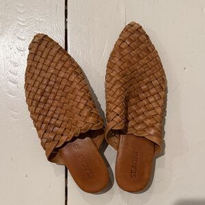 St. Agni Brown Woven Mules